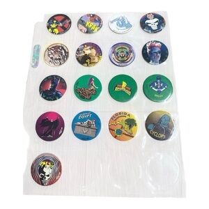 Vintage Pog Set 17 Pogs In Display Sheet 90s Collectible Power Ranger And More